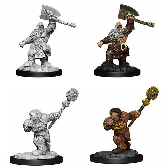Magic the Gathering Unpainted Miniatures: Dwarf Fighter & Dwarf Cleric